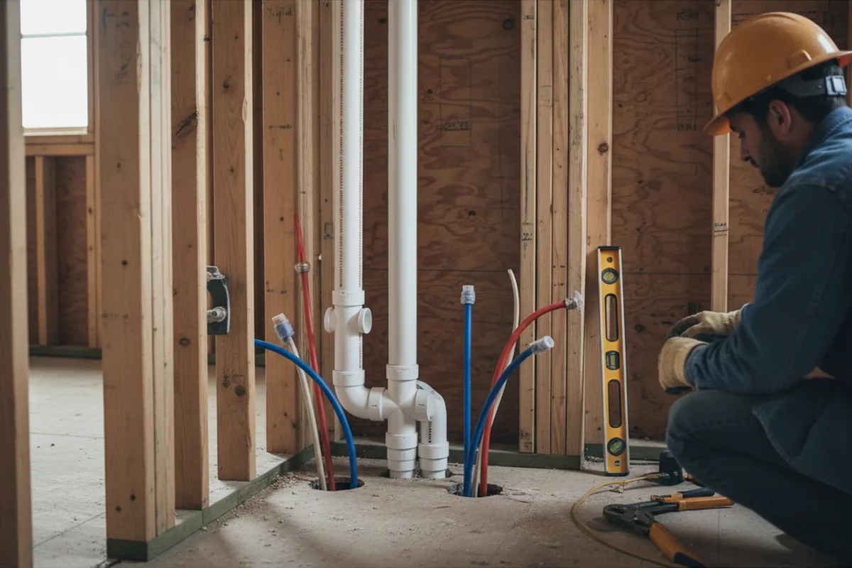 Drain and supply rough-in during Toilet Repair and Installation in McLean