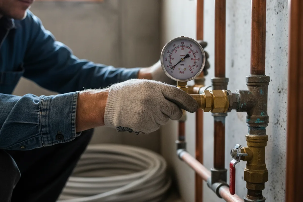 Pressure testing a repaired line during Water Line Repair in McLean